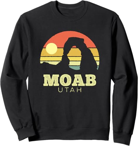 Moab Utah Vintage Sunset Arches Adventure Outdoors Sweatshirt Black,Navy Blue,Dark Heather Grey,Royal Blue