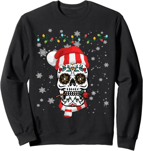 Day Of The Dead Christmas Santa Hat Sugar Skull