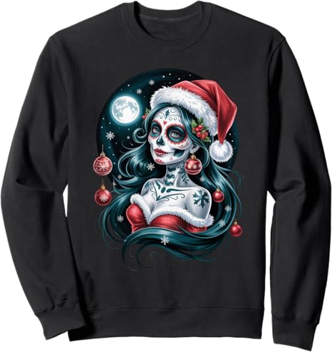 Christmas Skull Gifts Artistic Holiday Santa Tee