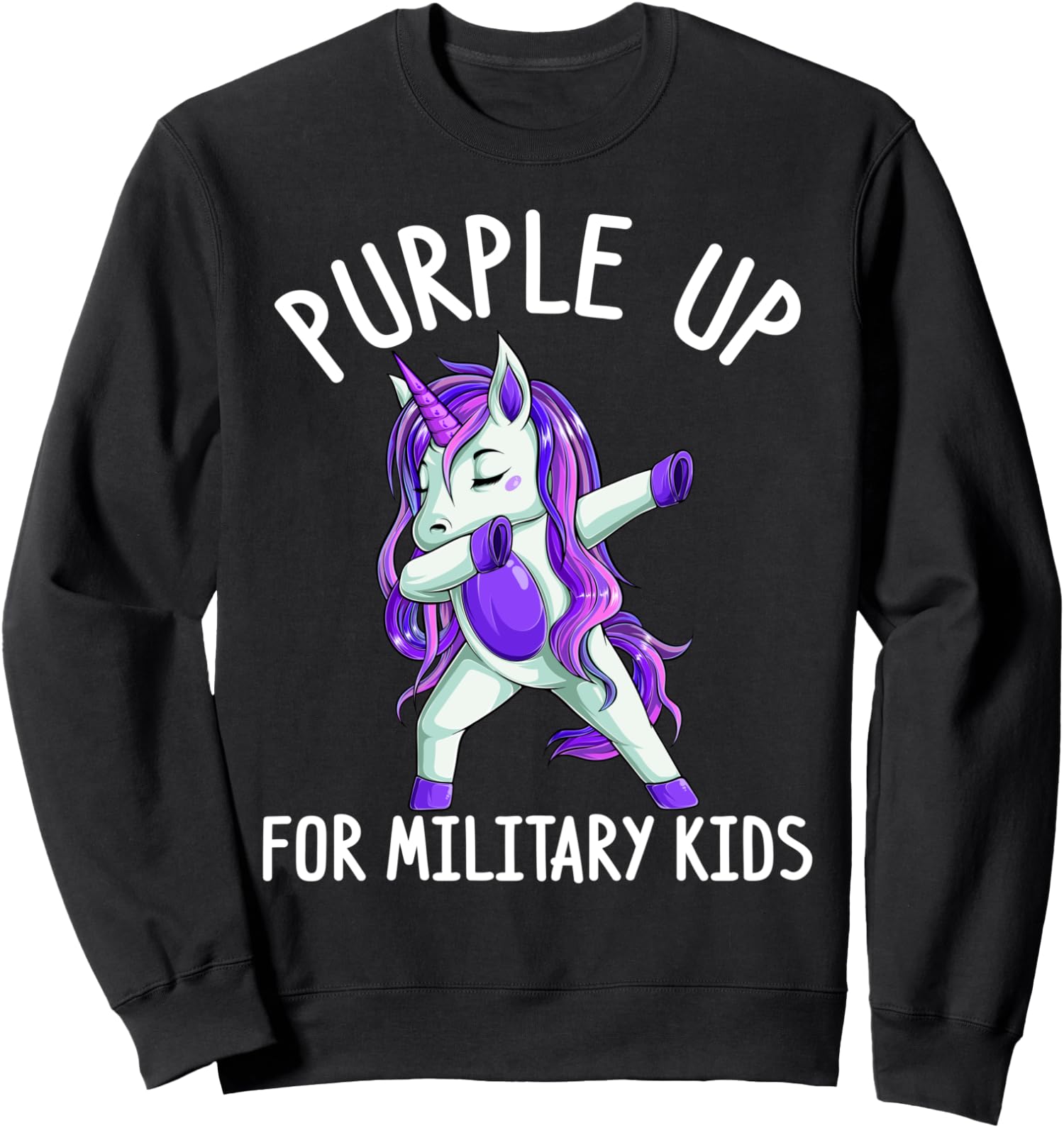 Funny Purple Up For Military Kids Month Military Unisex Crewneck Sweatshirt - Picture 2 of 4
