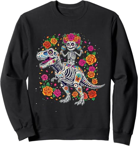 Skeleton Dinosaur Day of the Dead Sugar Skull Tee