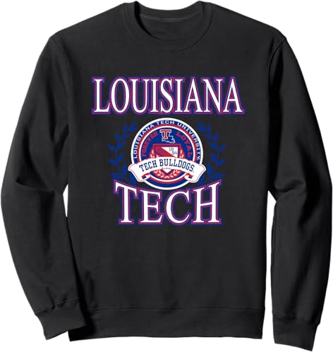 Louisiana Tech Bulldogs Laurels Logo - Sudadera con licencia oficial, Negro - Negro,Jaspeado Oscuro,Gris Jaspeado
