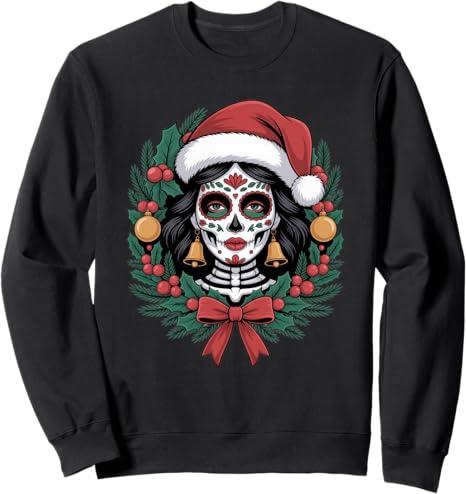 Christmas Skull Gifts Artistic Holiday Santa Funny