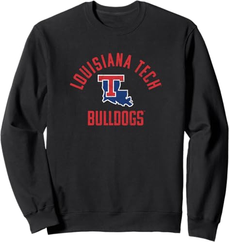 Louisiana Tech Bulldogs - Sudadera grande Negro,Jaspeado Oscuro,Gris Jaspeado