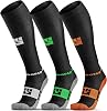 Premium Compression Socks Medium 3-Pack - Run, Hike, Trail, Recovery Size Medium - BlackGray, BlackGreen, and BlackOrange