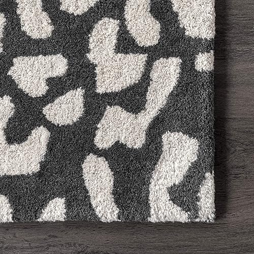 Miniatura 6 de nuLOOM Rorie - Alfombra de lana con estampado de leopardo, 6 x 9 pies, color negro