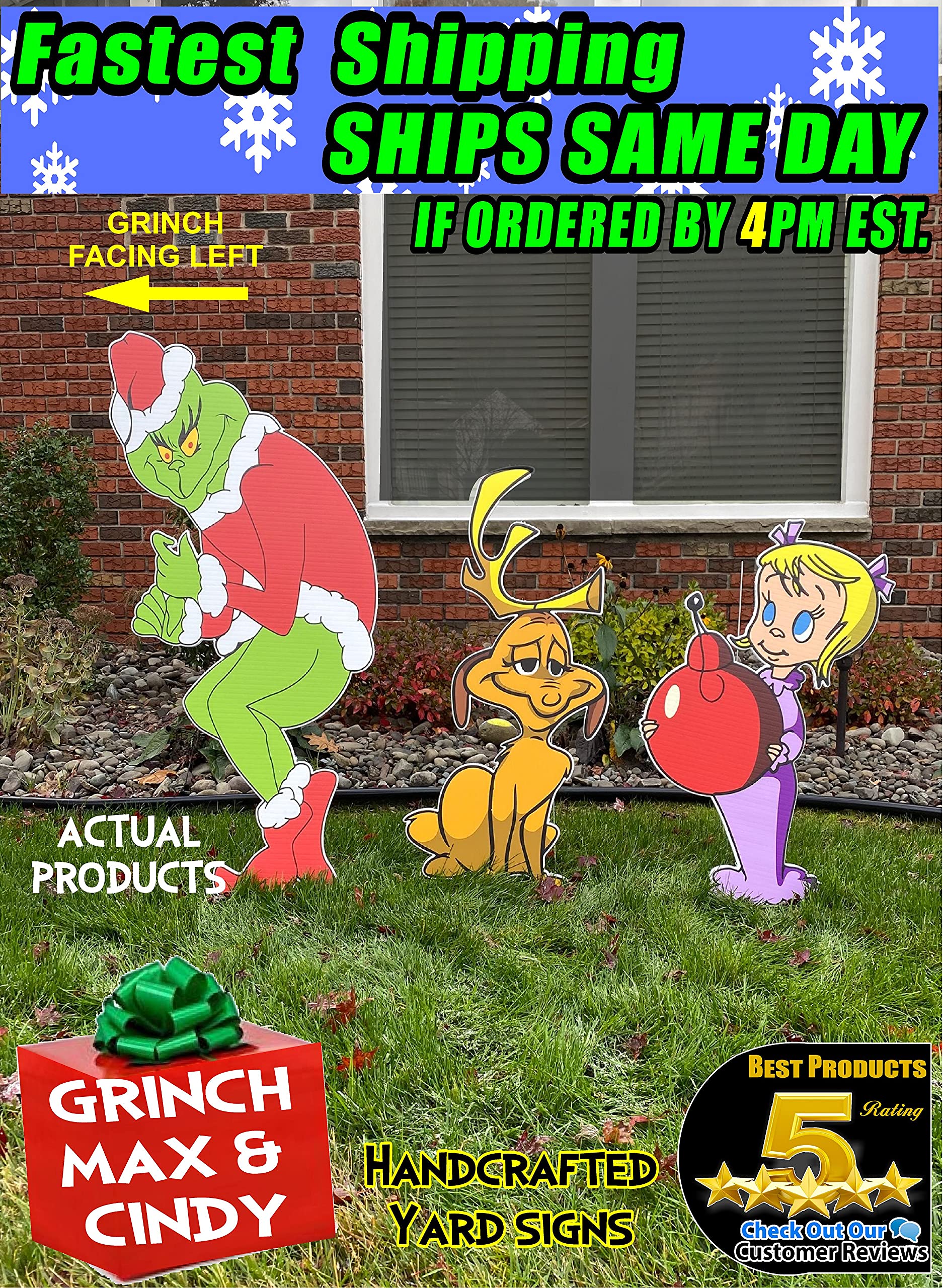Buy Grinch Stealing Christmas Lights Left Facing + Max The Dog + Cindy