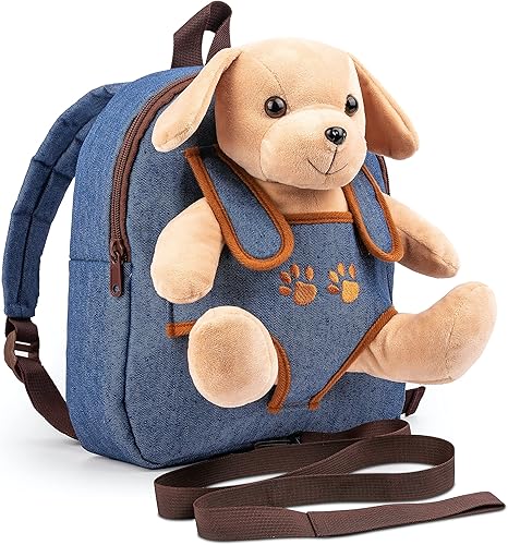 Mochila de juguete para perros pequeños con correa para niños y niñas, de 2 a 5 años, con cachorro de peluche