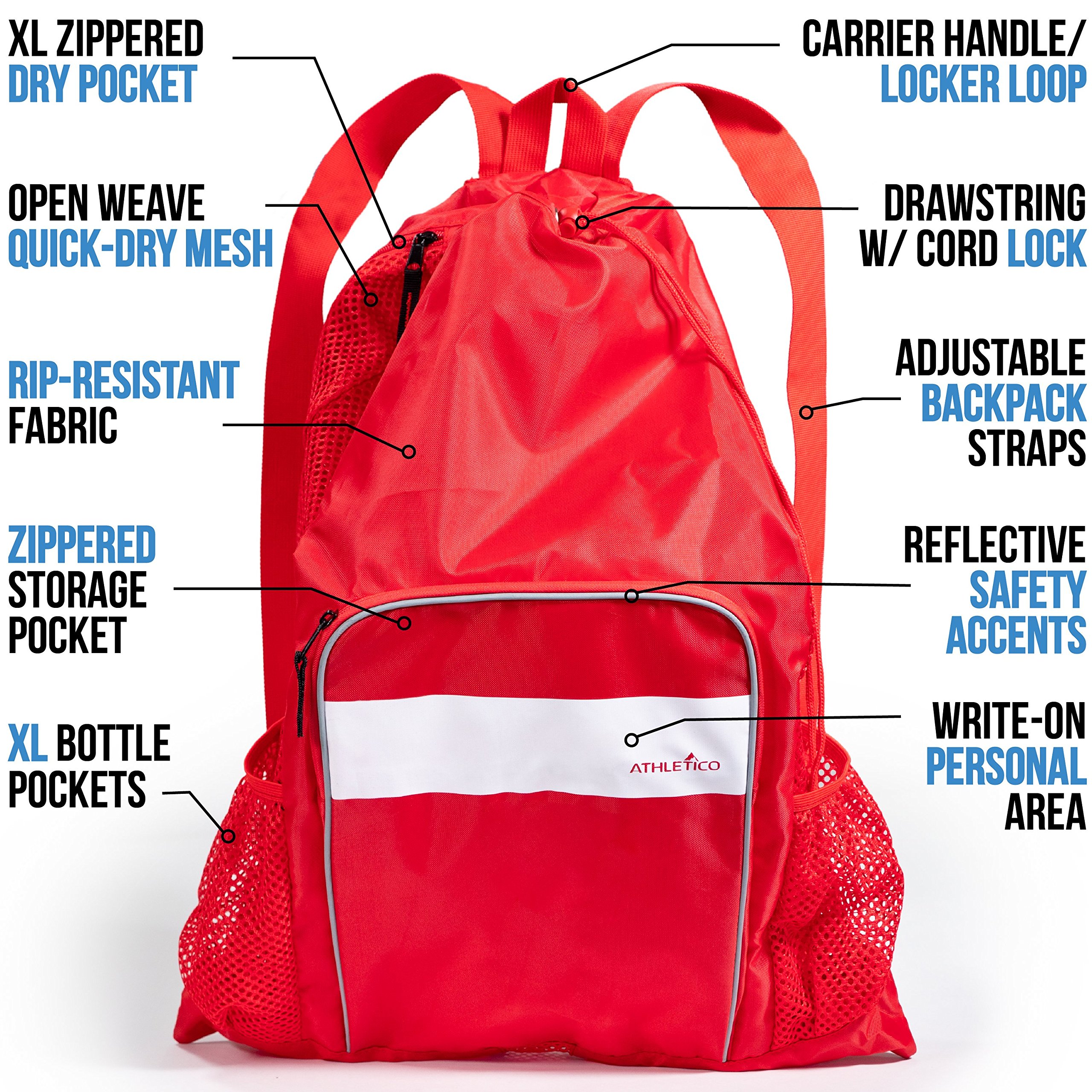 Sac De Piscine Avec Séparation Humide/Sèche - Sac à Dos Maille Pour Sport, Plage - Noir