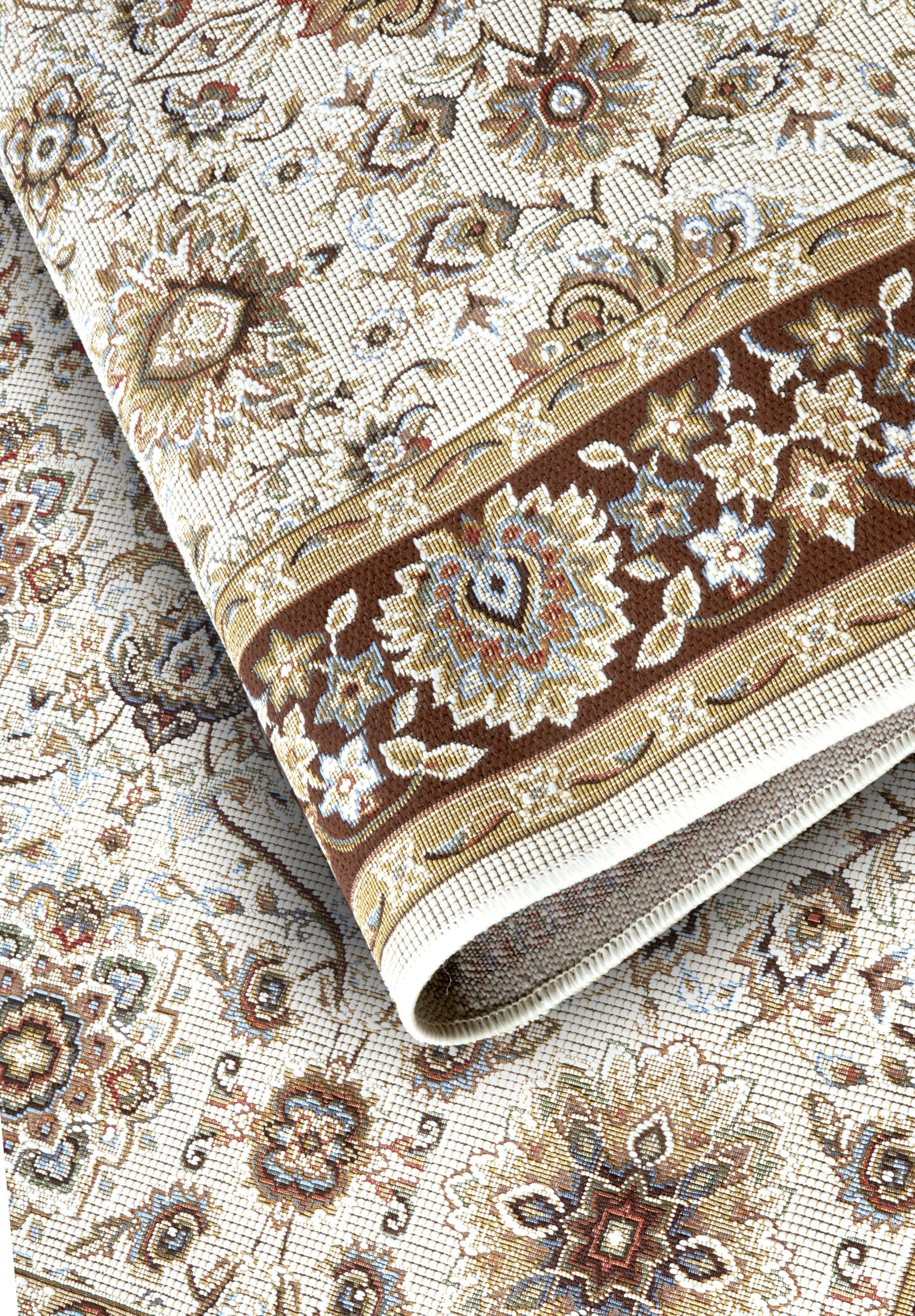 Villeroy & Boch Nicolas Tapis d'intérieur et d'extérieur Oriental tissé à Plat, Design Oriental Classique, certifié Öko-Tex Résistant aux intempéries et aux UV, Balcon, terrasse, Jardin – Marron