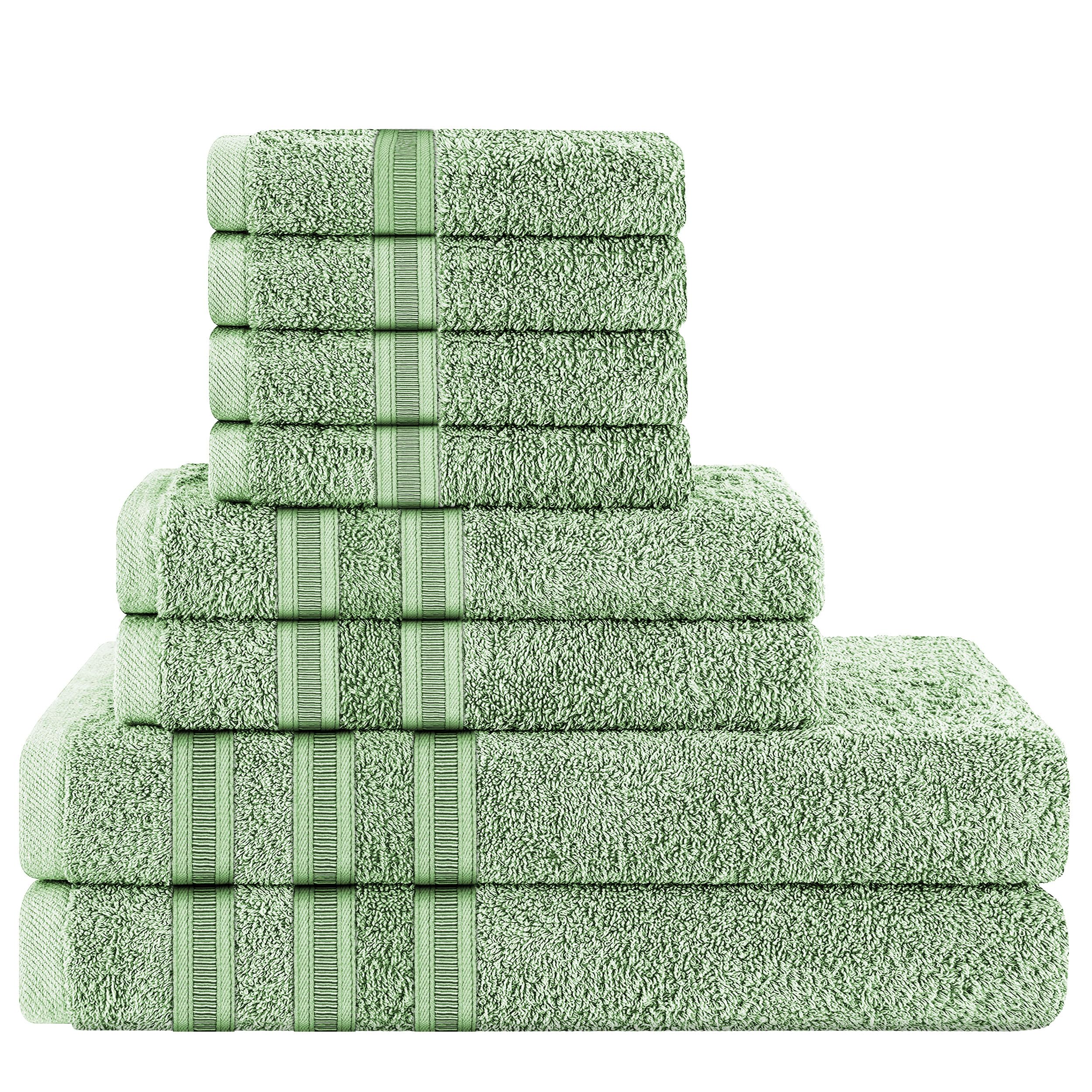 Olivia Rocco Sage Green 8 Piece Towel Set 2 Bath Towels 2 Hand Towels And 4 Washcloths Cotton Hotel Quality Super Soft And Highly Absorbent,