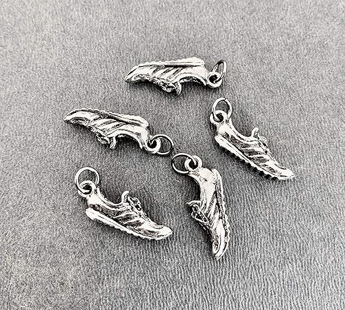 Miniatura 3 de RUNNING SHOE Charm 5 Pack - FIVE (5) Pewter RUNNING SHOE Charms with Gunmetal Jump Ring each in individual Organza Bag - ONE (1) Pewter Running Shoe