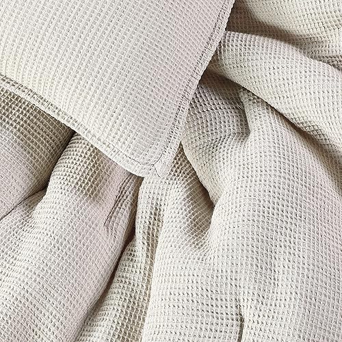 Miniatura 3 de WellBeing by Sunham - Juego de edredón de tejido gofre, mezcla de algodónpoliéster, matrimonialqueen, lino