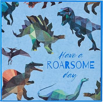 Design By Violet DINO-MITE 'ROARSOME DAY' SINGLE GREETING CARD, One Size,DBV-111-SC204,Blue