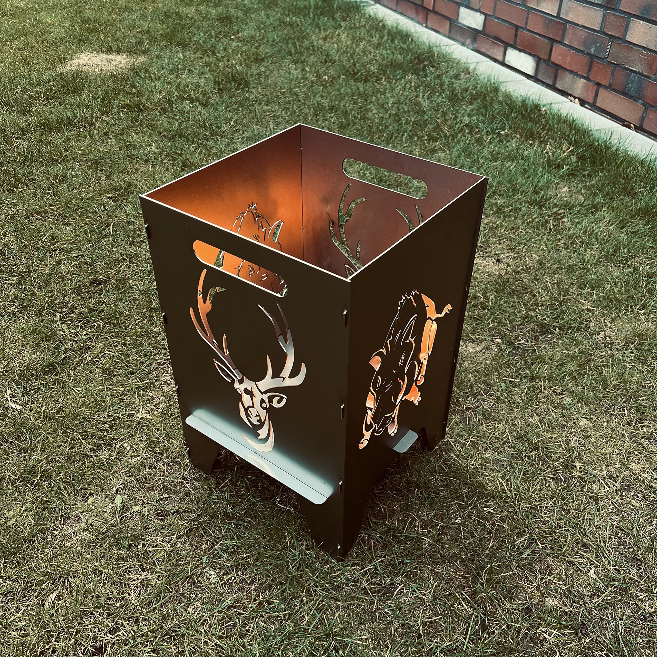 Feuertonne (50cm) Mit Motiv (50cm Hirsch & Wildschwein)