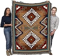 Pure Country Weavers Brazos Blanket: Southwest Native American Cotton Woven Throw, 72x54, USA Made Tapestry Gift