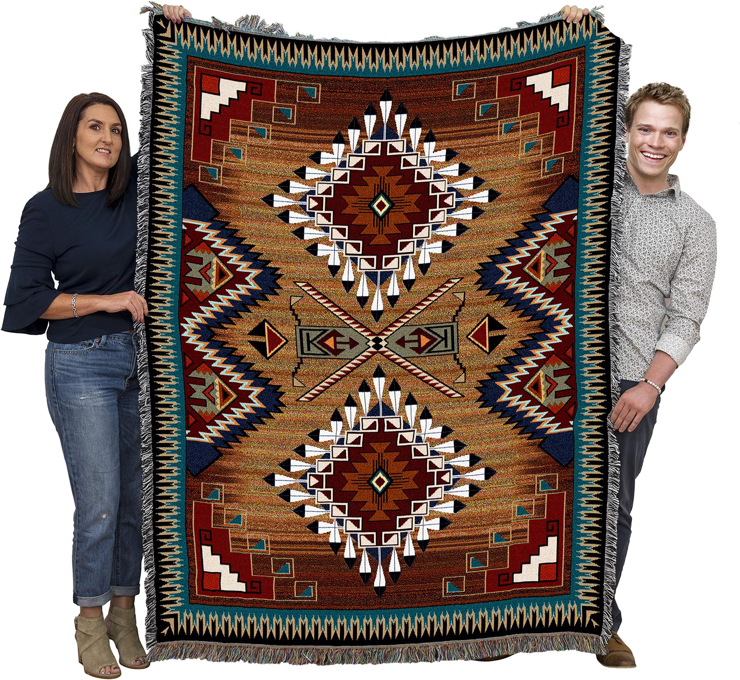 Pure Country WeaversBrazos Blanket - Southwest Native American Inspired - Gift Tapestry Throw Woven from Cotton - Made in The USA (72x54)