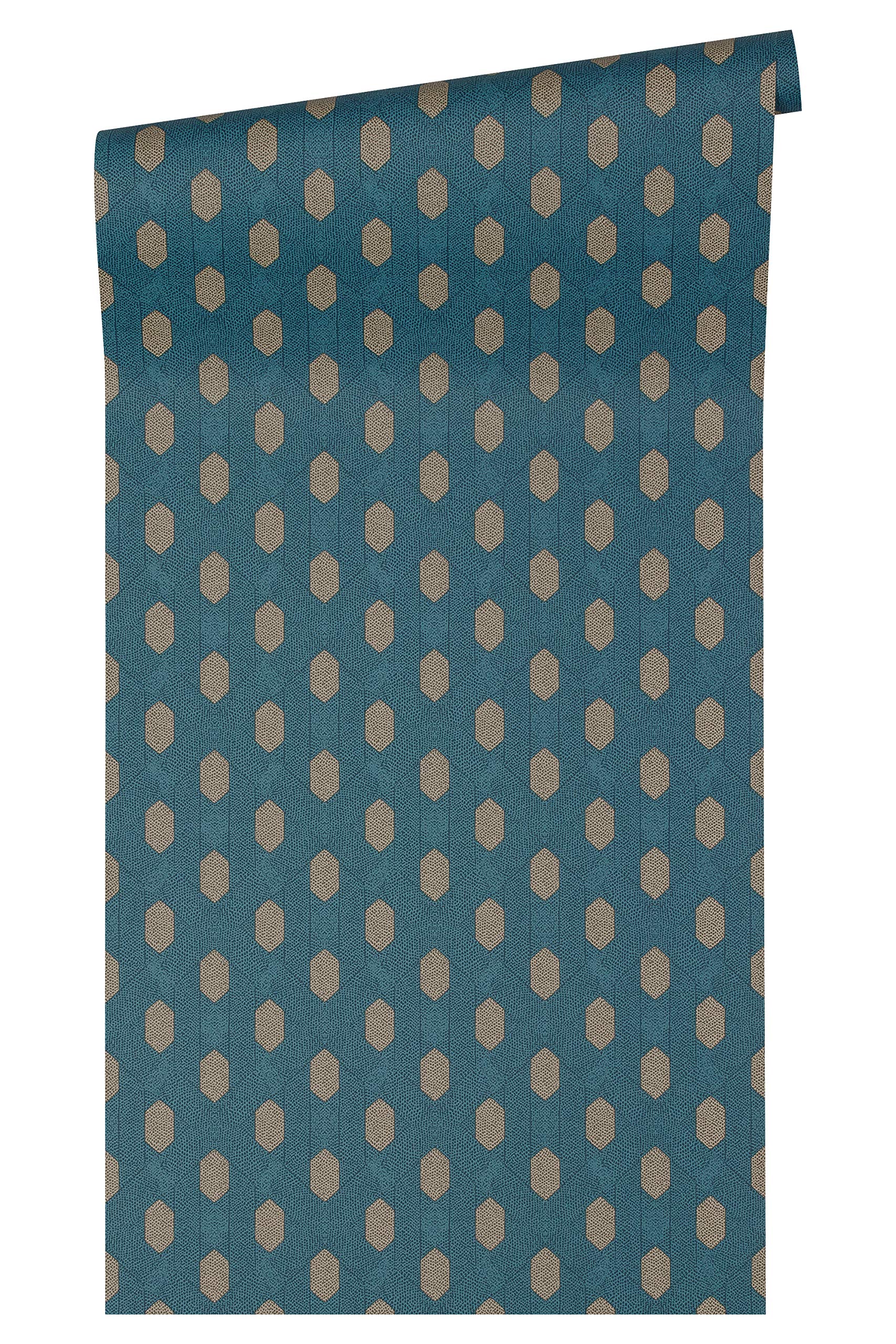Architects Paper Carta da parati in tessuto non tessuto Absolutely Chic geometrica, 10,05 m x 0,53 m, blu, grigio, beige, Made in Germany 369734 36973-4