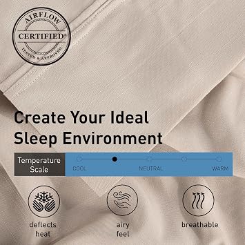 Bedgear Hyper-Linen Bed Sheet Set - Breathable and Quick-Drying - Silky-Smooth Bedding Alternative - Includes Fitted Sheet, Flat Sheet, and 2 Pillowcases - Queen - Medium Beige