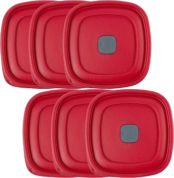 Replacement Lids fits Rubbermaid Easy Find 3, 5 & 7-Cup Food Storage Containers, 6 1/2-Inch Plastic Vented Lids Covers, BPA-Free 6-Pack, Red