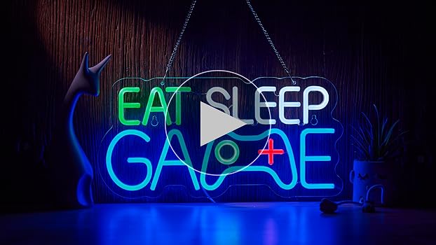 Amazon.com: Game Room Decor EAT SLEEP GAME Dimmable LED Neon Sign