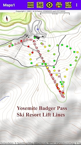 Maps1 Free Version Cell Signal Strength Dots along any Path