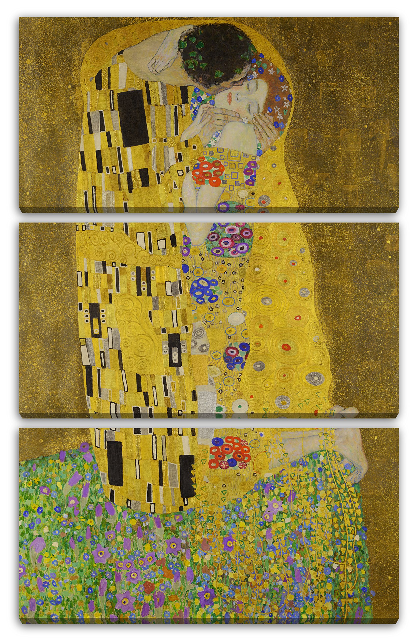 Leinwand 3-teilig(80x120cm): Gustav Klimt - Der Kuss (1907-1908)