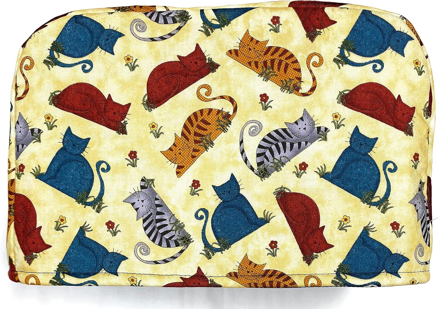 2 Slice Slot Gift for Cats Kittens Lovers Happy Colorful Red Blue Grey Reversible Kitchen Toaster Appliance Dust Cover Cozy 11.5(l) x 7.5(h) x 5.5(w)