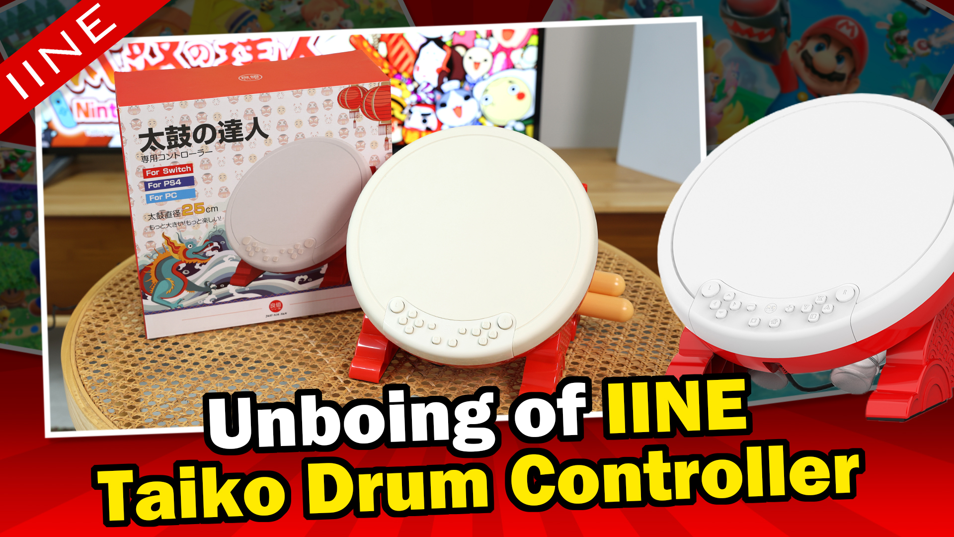 IINE Taiko Drum Controller for Switch/PS4/PC, Taiko Game