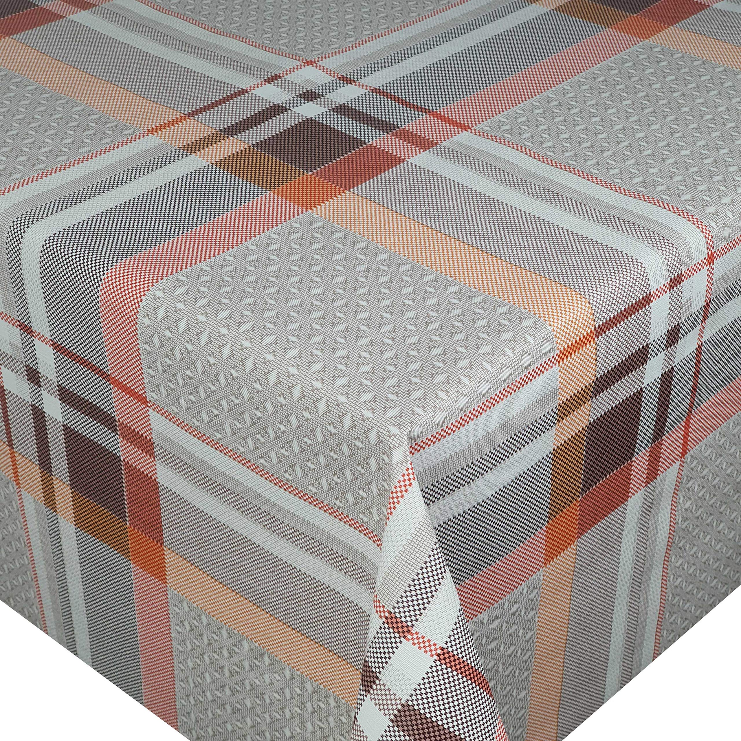 Wachstuch Wachstischdecke Tischdecke Robust Kariert Orange Beige Breite & Länge wählbar 90 x 470 cm Eckig abwaschbar