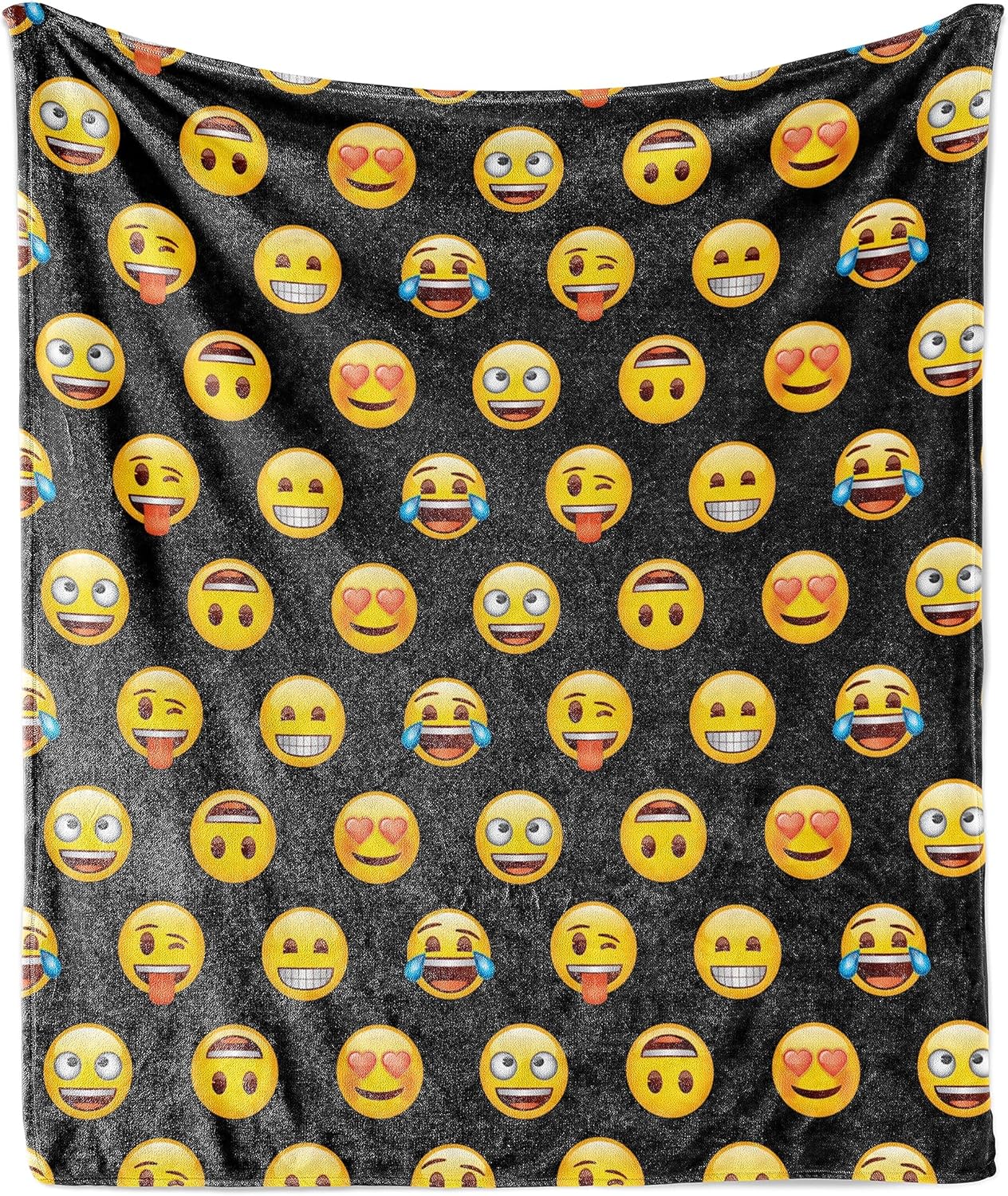 Ambesonne Emoji Throw Blanket, Simple Modern Funny Faces