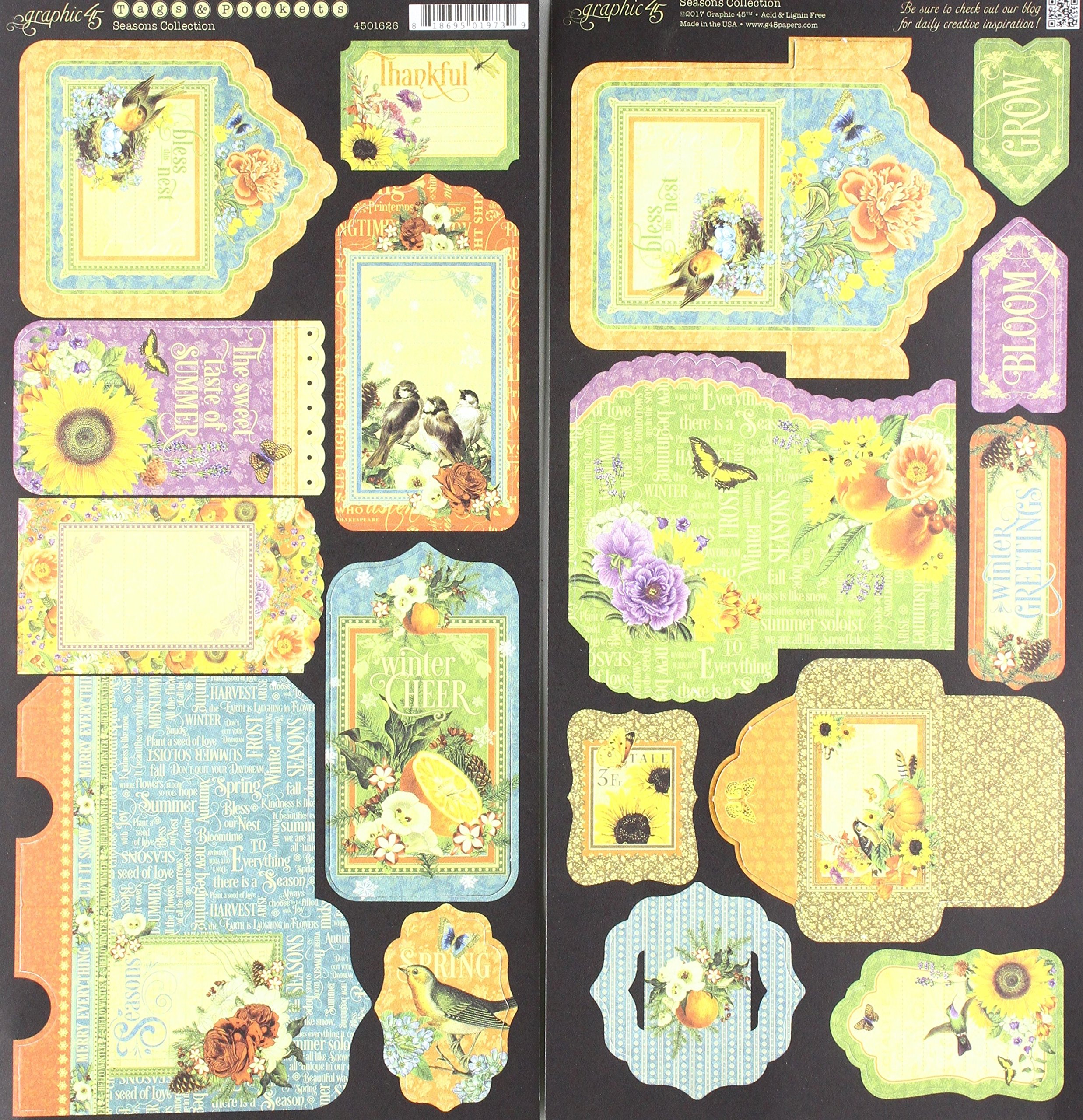 Graphic 45 Seasons Tags & Pockets-Die-Cut Cardstock