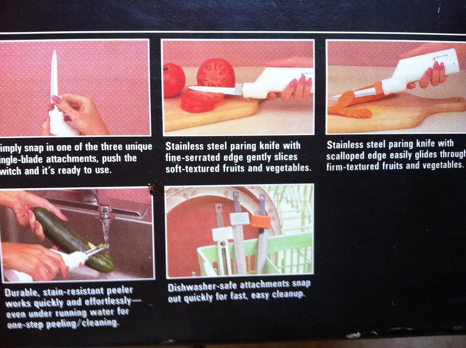 Close-up of Black & Decker Handy Knife HK30 attachments in use