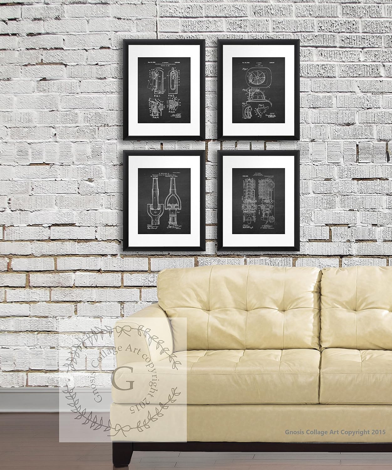 Firefighter Posters Set of 4 Unframed Patent Art Fire Department Decor Boys Room Decor