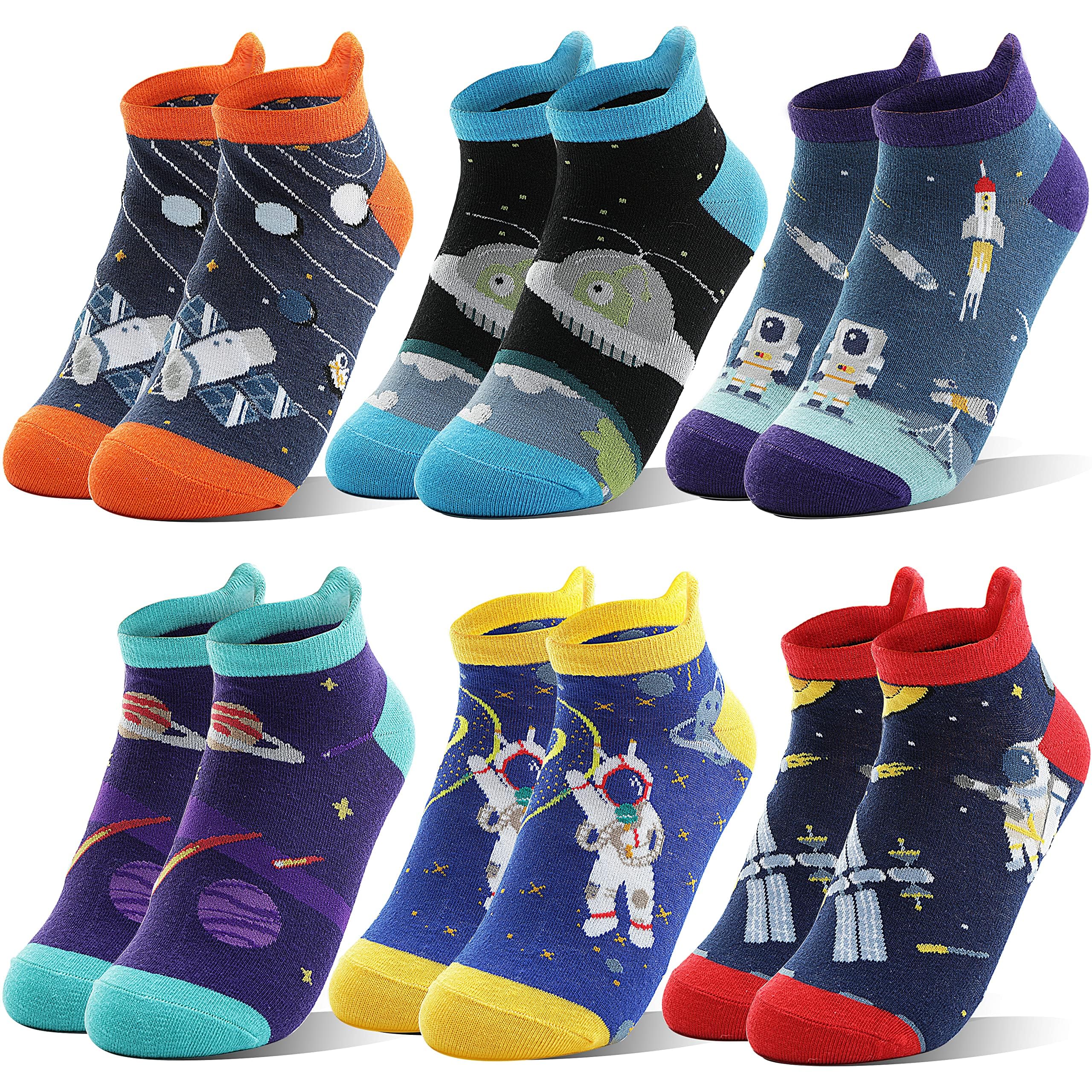 Welwoos Kinder Lustige Socken Jungen Sneaker Socken Bunte Kurze Kindersocken Cartoon Baumwolle Kleinkind Socken 6 Paare