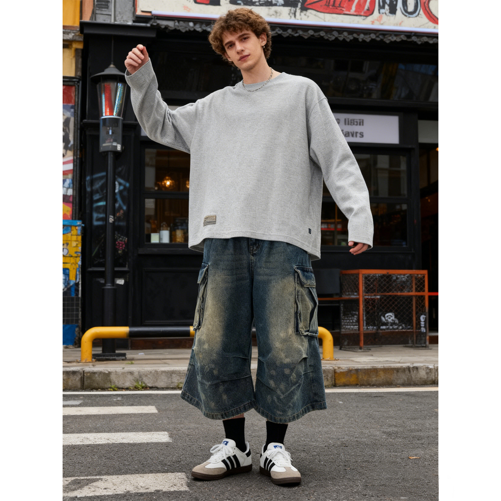 Y2k Baggy Jean Shorts Women Grunge Cargo Jorts Long Bermuda Short