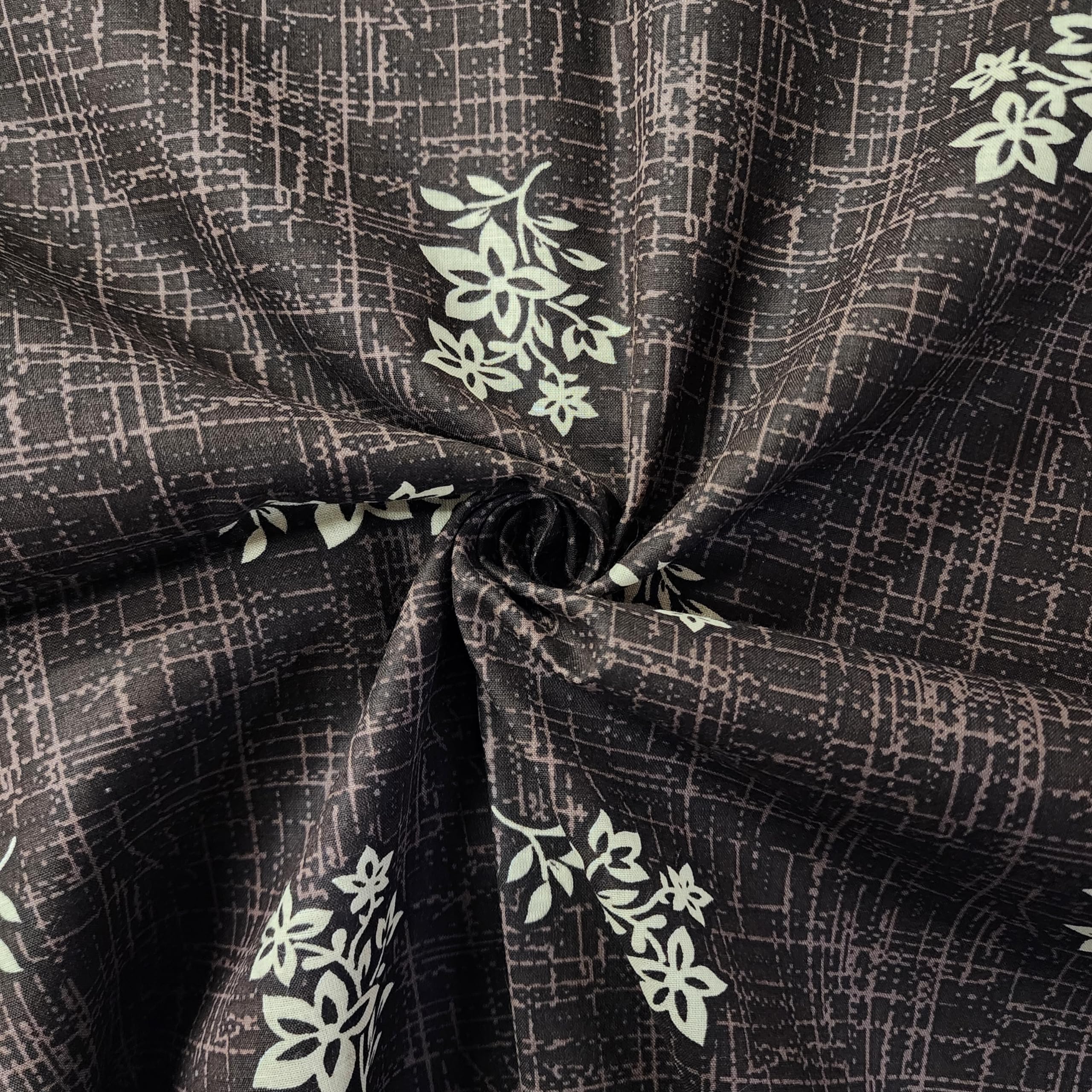 ILIANAILIANA 2.5 Meter Unstitched Pure Cotton Printed Fabric | Multi-Purpose Dress Material for Kurti, Gown, Kaftan, Kitchen, Pant, Shirt, Table Sofa Cover, Cushion Cover (Coffee Brown)