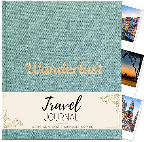 Diario de viaje y cuaderno de viajeros para registrar viajes y recuerdos. Diario de viaje para mujeres y hombres. Regalos de viaje para almas