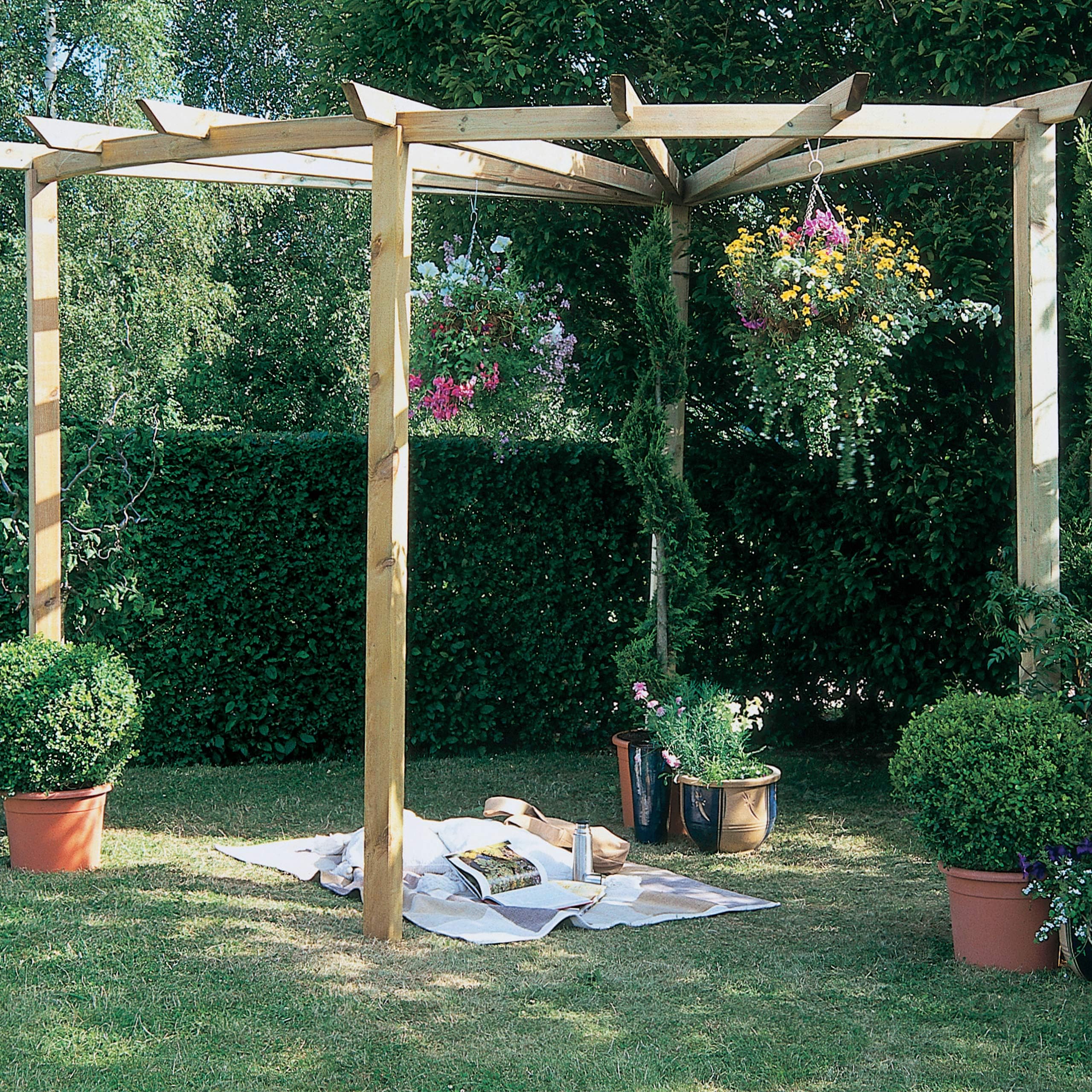 Forest 8'2" x 9' x 9' Pressure Treated Wooden Radial Pergola 90°
