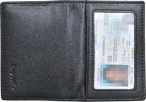 Miniatura 6 de Billetera delgada de cuero auténtico con bolsillo frontal espacio para identificación y tarjetero con tecnología RFID