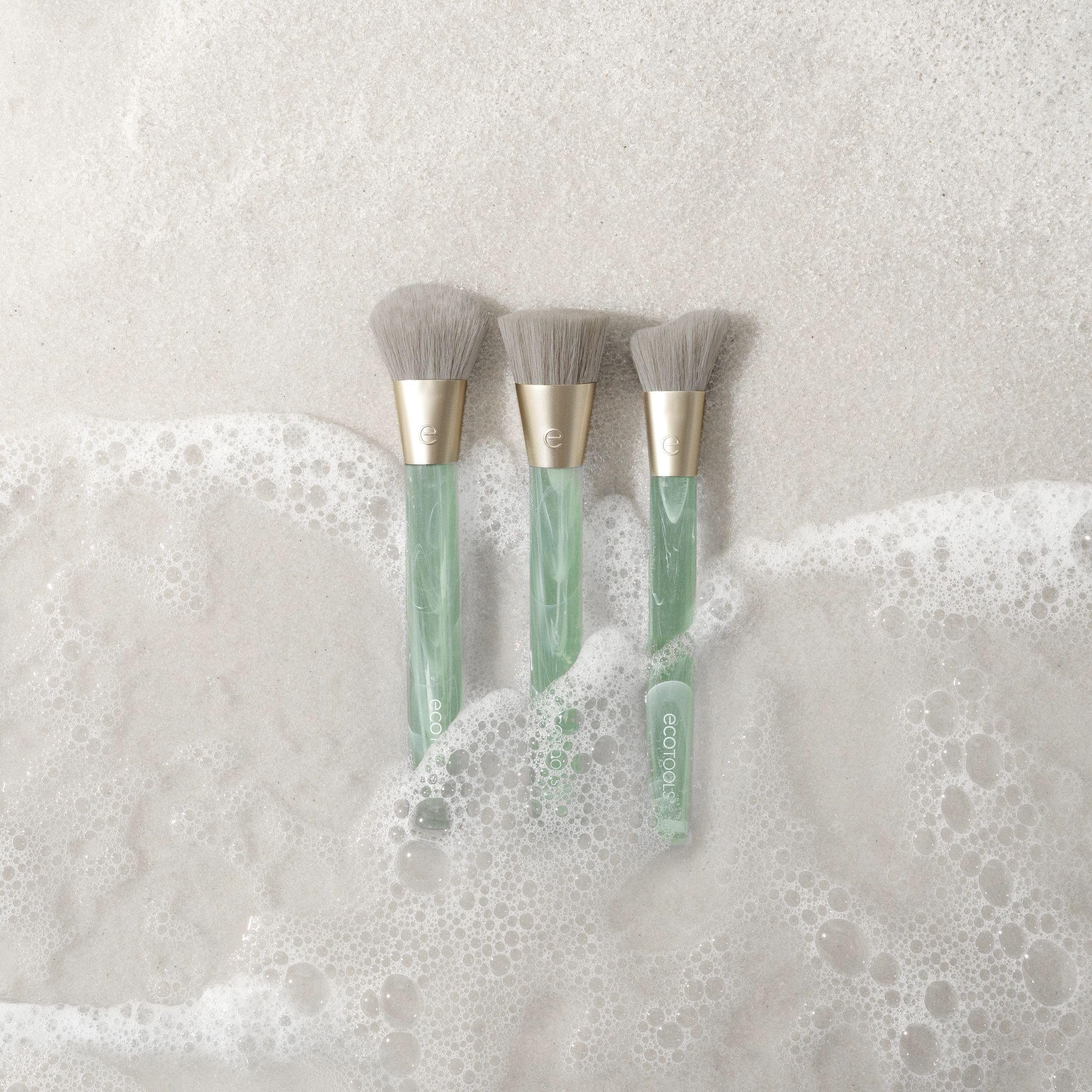 EcoTools Sea Gems Cream Blush Brush, Liquid & Cream Blush Makeup Brush for Smooth Buildable Cheek Color, Dense Rounded Bristles, Sustainable Design, Vegan & Cruelty-Free, 1 Count
