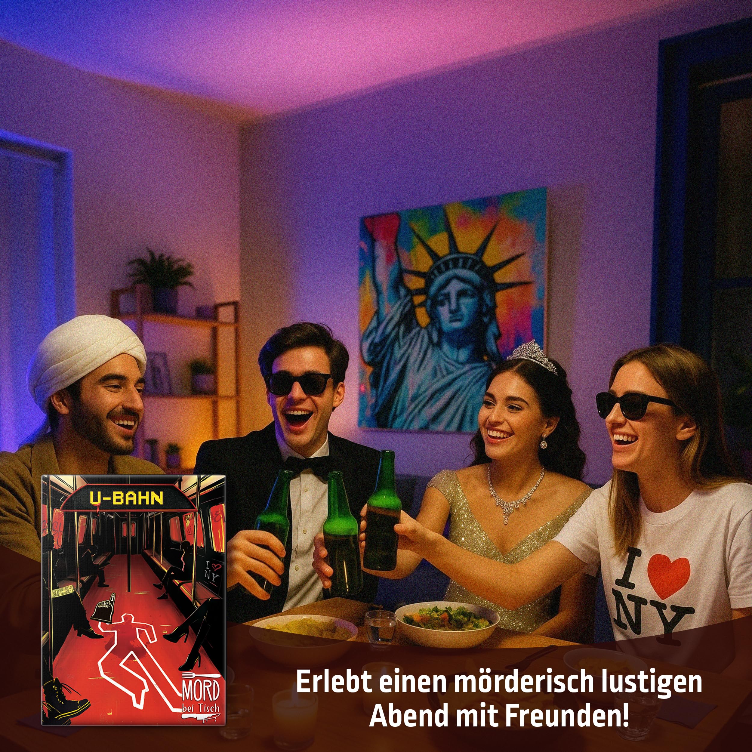 MORD bei Tisch Krimidinner für Zuhause - 4 bis 6 Personen - Der U-Bahn Fall - Das Krimi Spiel ab 16 Jahren – Ideal als Krimi Dinner für eine mörderische Dinnerparty