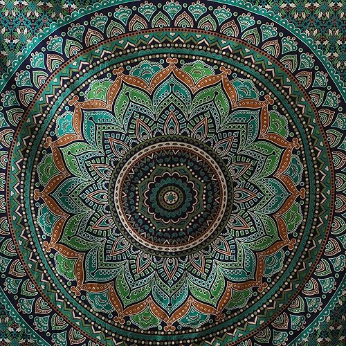 Vista 20 de Popular Handicrafts Tapestry Wall Hanging Hippie Ombre Mandala Bohemian HippyMetallic Shine Intricate Indian Tapestries Bedspread 84 x 90 Inches