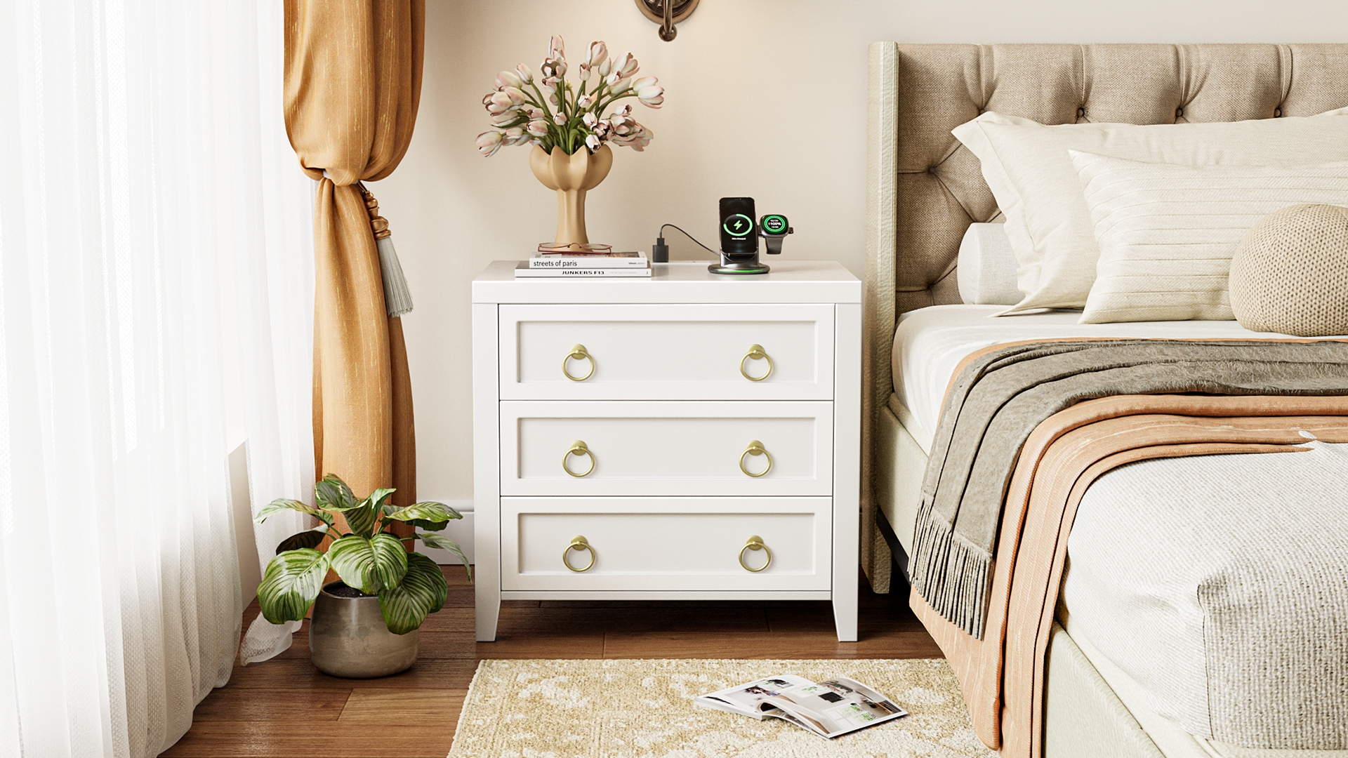 Amazon.com: Huuger Night Stand with Charger Station and USB-C Port