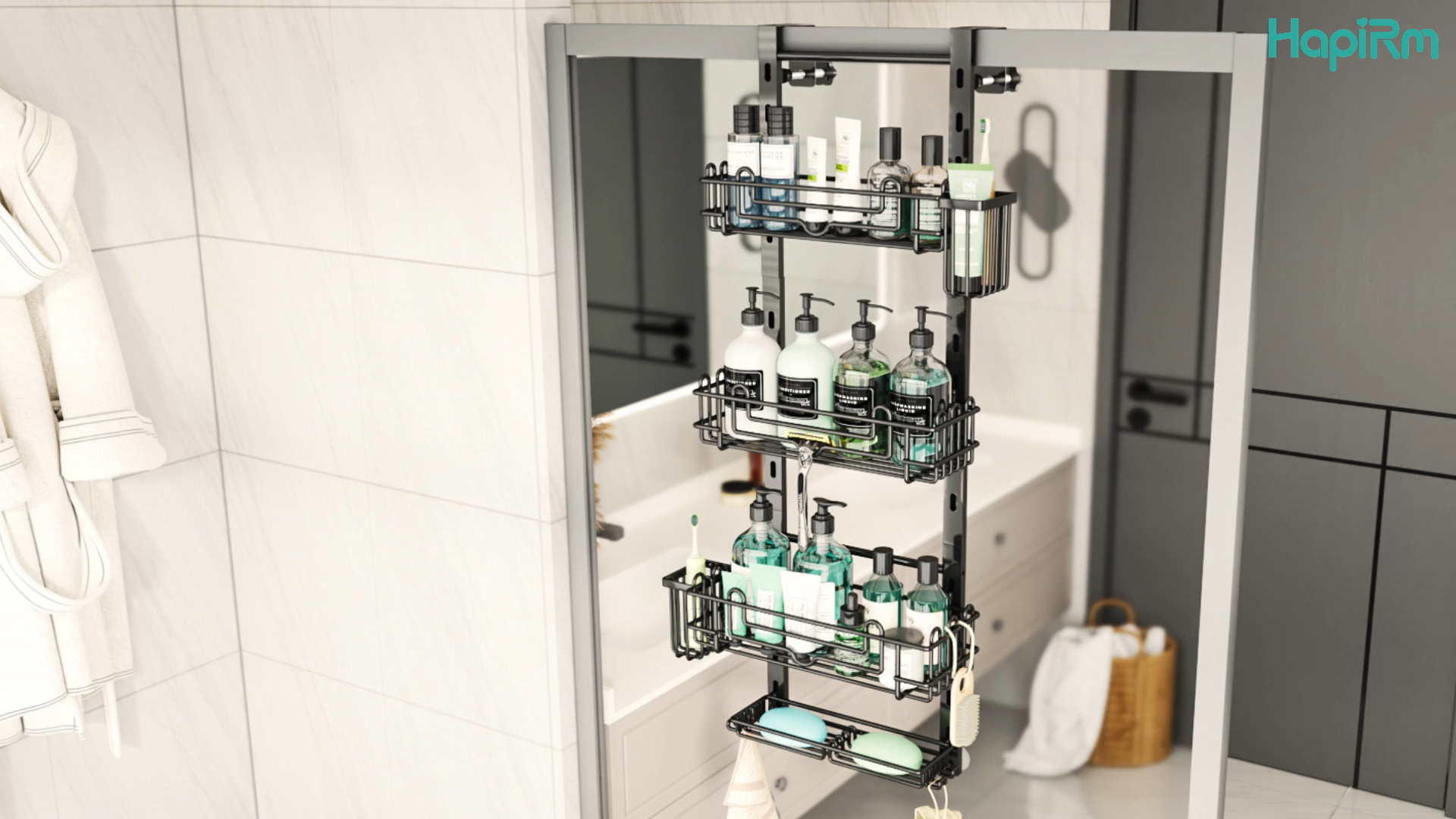 Amazon.com: HapiRm 4 Tier Over the Door Shower Caddy, Hanging