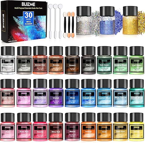 Polvo de mica para resina epoxi, polvo de mica de 30 colores, pigmento brillante para tinte de jabón, brillo de labios, esmalte de uñas, maquillaje,