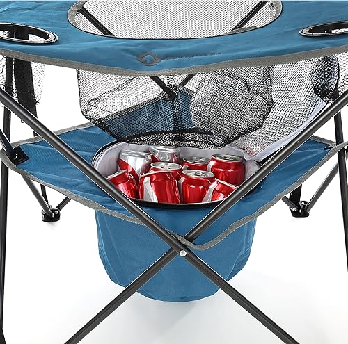 Miniatura 11 de ARROWHEAD OUTDOOR Mesa plegable portátil de 33.5 pulgadas, 4 portavasos, cesta de alimentos, enfriador aislado, superficie sin hundimiento, funda de