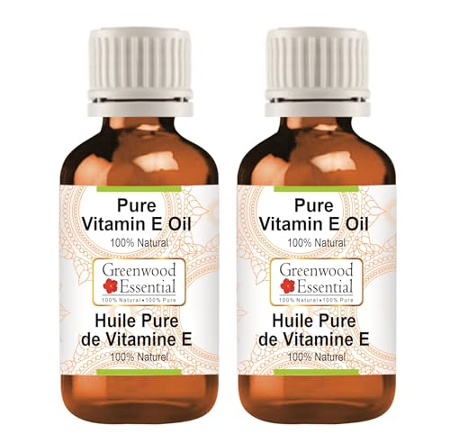 Image of Greenwood Essential Vitamin E Oil | Traditionally Extracted | Pure | Non-Sticky | Lightweight | For Skin, Hair & Nails | All Skin Types | Men & Women | 100ml X 2