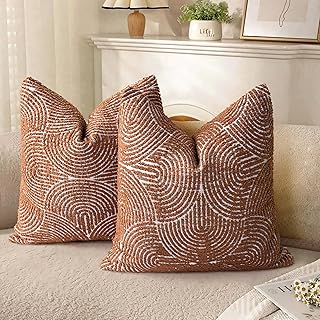 AELS Boho Decorative Textured Throw Pillow Covers 18x18, Organic Modern ...