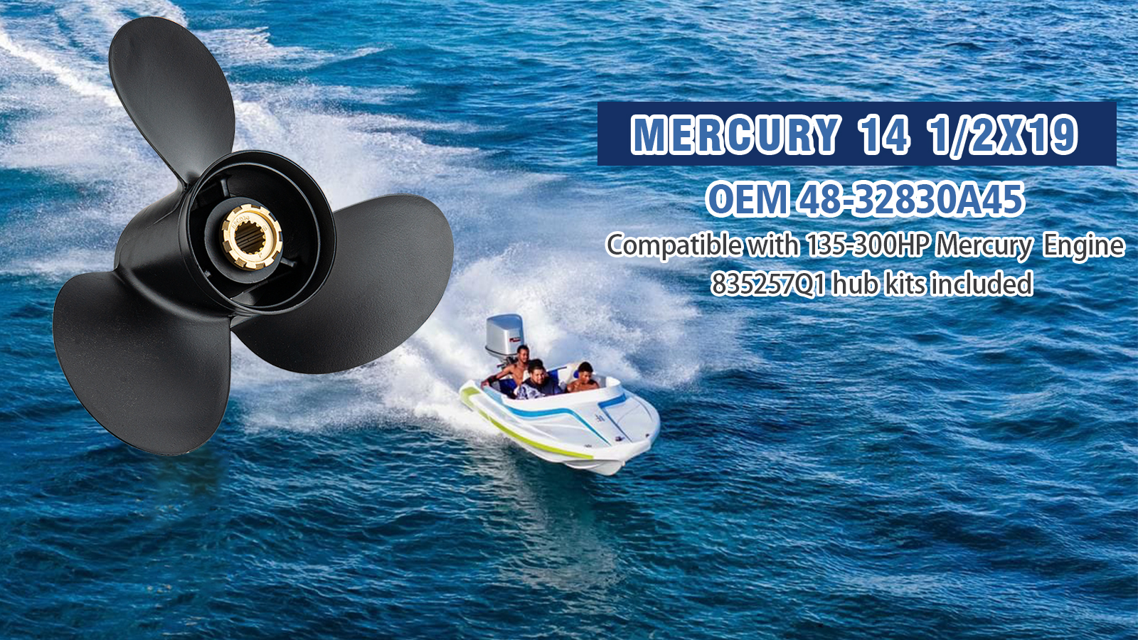 Qiclear 14 1/2 x 19 Upgrade Aluminum Boat Propeller fit Mercruiser